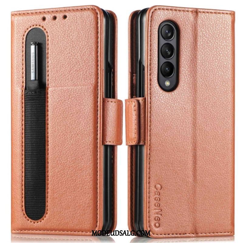 Flip Cover Samsung Galaxy Z Fold 4 Caseneo Litchi-pen I Imiteret Læder