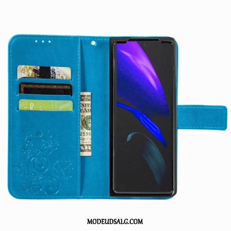 Flip Cover Samsung Galaxy Z Fold 4 Kløver Mønster Med Rem