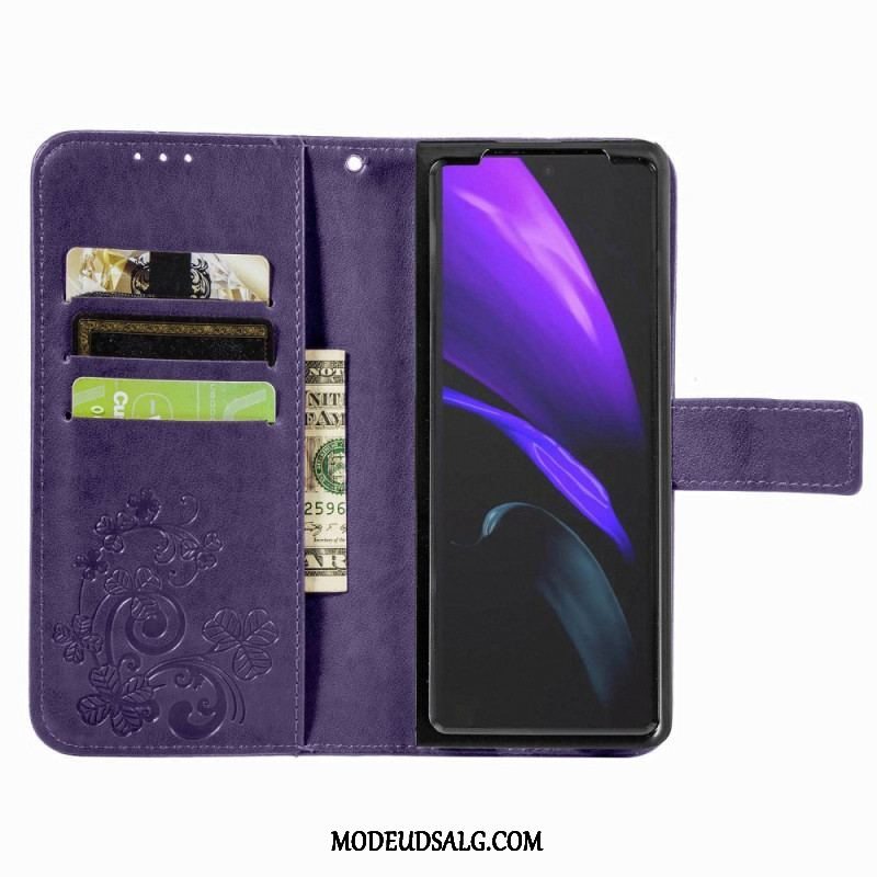 Flip Cover Samsung Galaxy Z Fold 4 Kløver Mønster Med Rem