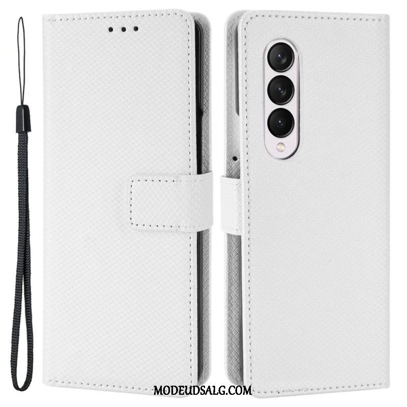 Flip Cover Samsung Galaxy Z Fold 4 Med Snor Diamant Rem