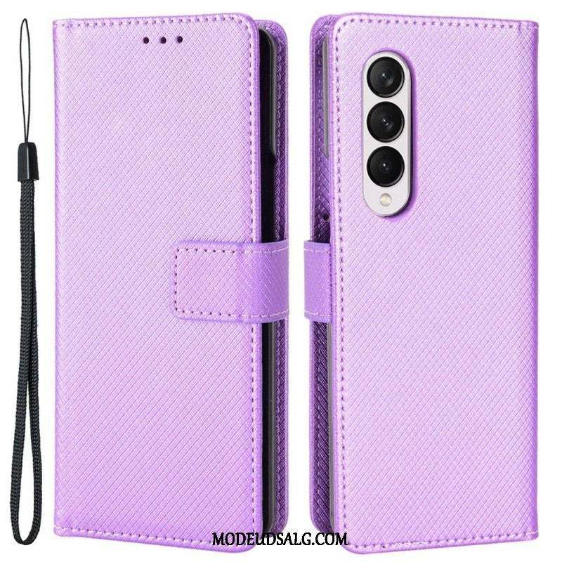 Flip Cover Samsung Galaxy Z Fold 4 Med Snor Diamant Rem