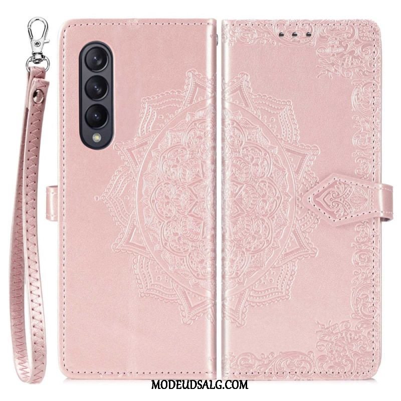 Flip Cover Samsung Galaxy Z Fold 4 Med Snor Middelalderlig Strappy Mandala