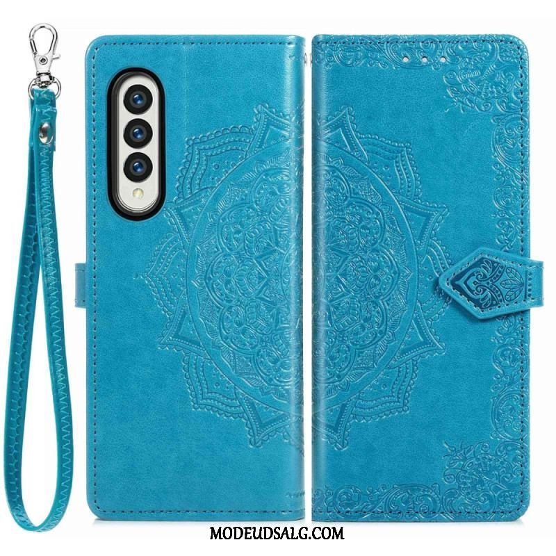 Flip Cover Samsung Galaxy Z Fold 4 Med Snor Middelalderlig Strappy Mandala