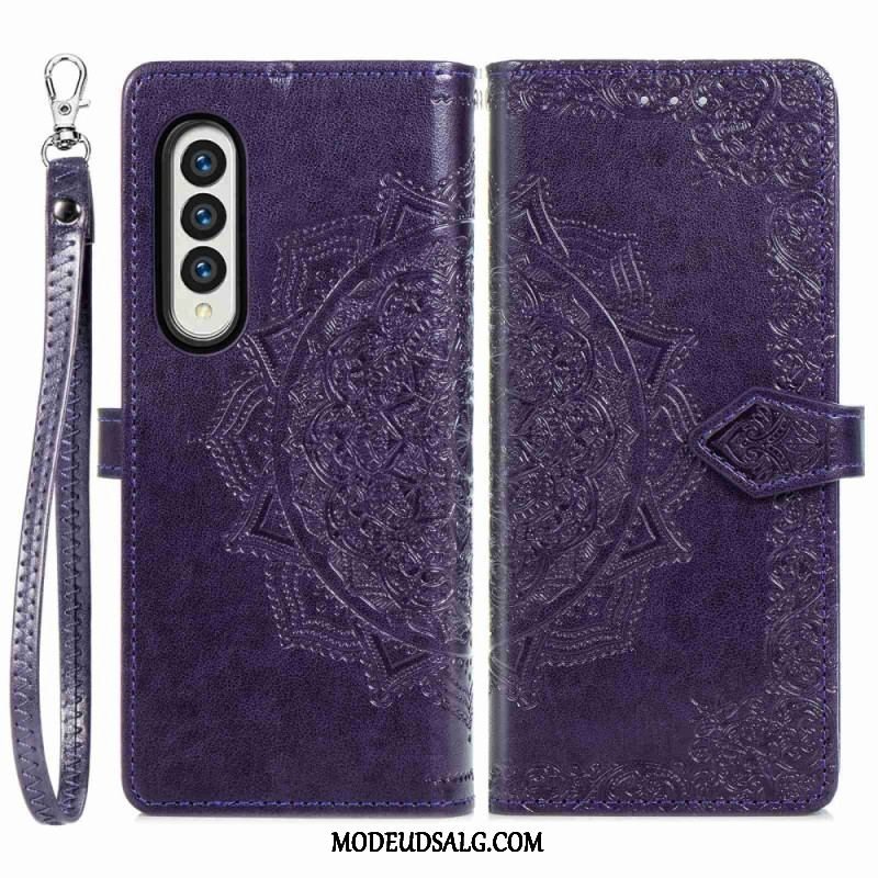 Flip Cover Samsung Galaxy Z Fold 4 Med Snor Middelalderlig Strappy Mandala