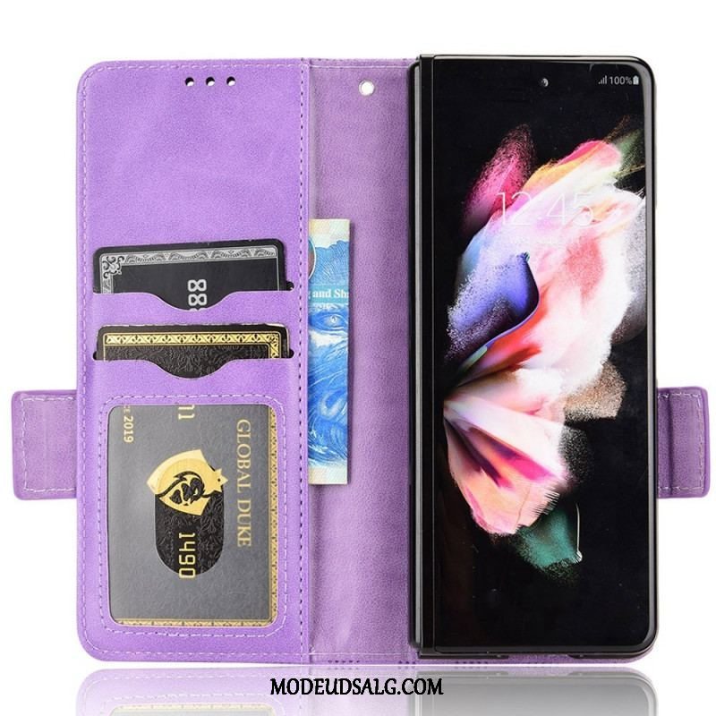 Flip Cover Samsung Galaxy Z Fold 4 Mønster Perforerede Trekanter Lanyard