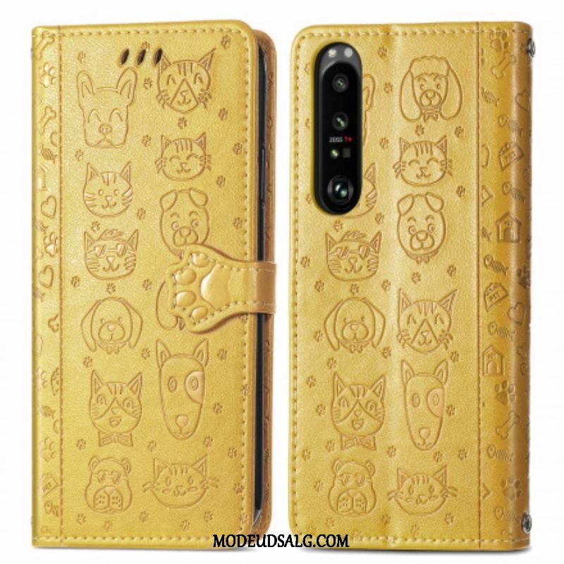 Flip Cover Sony Xperia 1 III Animerede Dyr