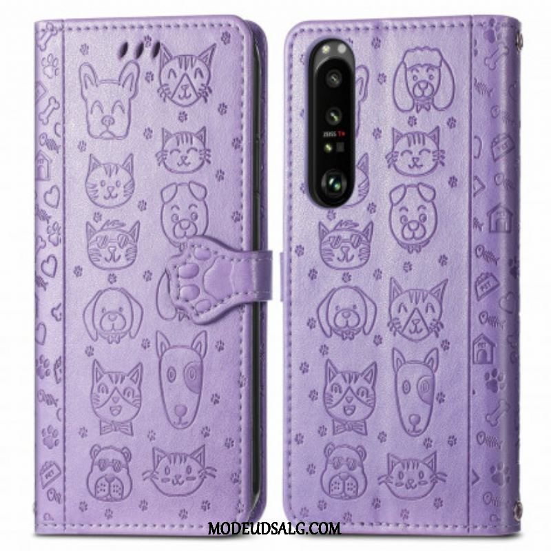 Flip Cover Sony Xperia 1 III Animerede Dyr