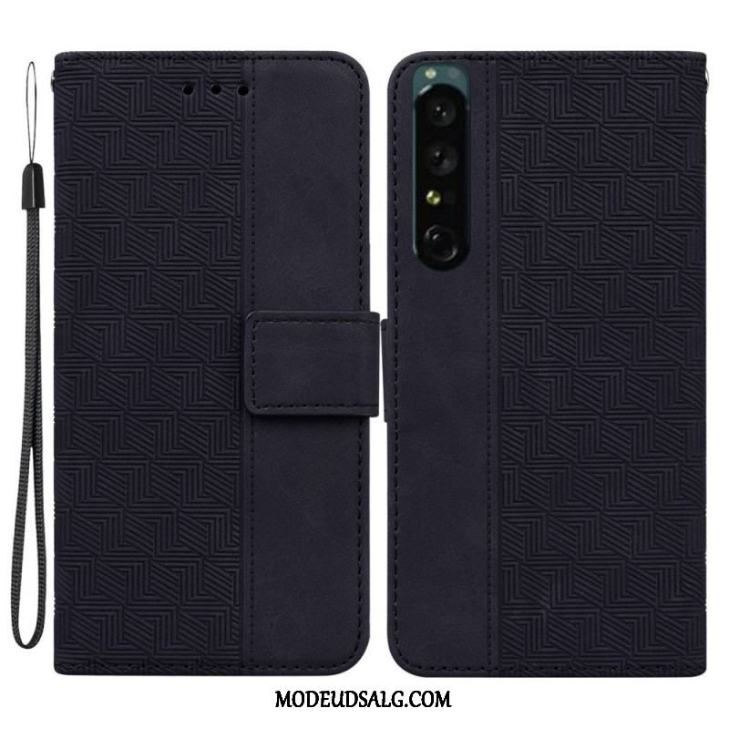 Flip Cover Sony Xperia 1 IV Med Snor Strappy Mønster