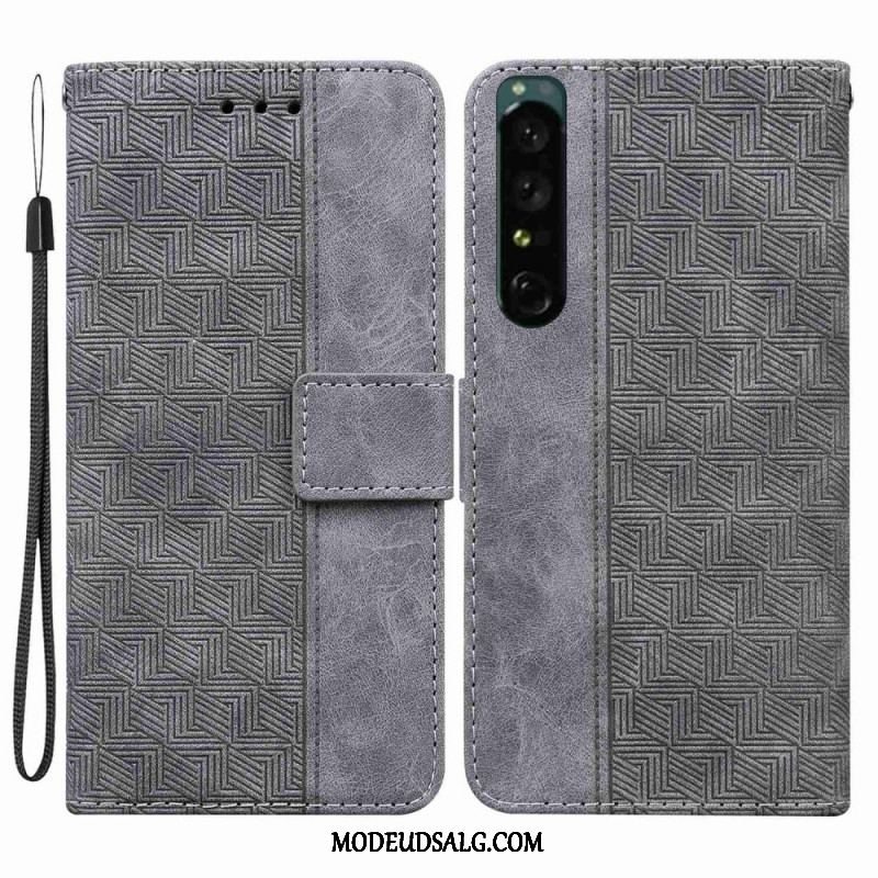 Flip Cover Sony Xperia 1 IV Med Snor Strappy Mønster