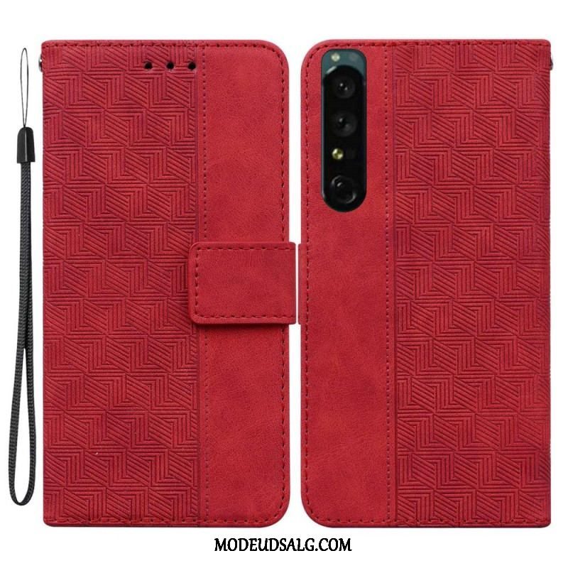 Flip Cover Sony Xperia 1 IV Med Snor Strappy Mønster