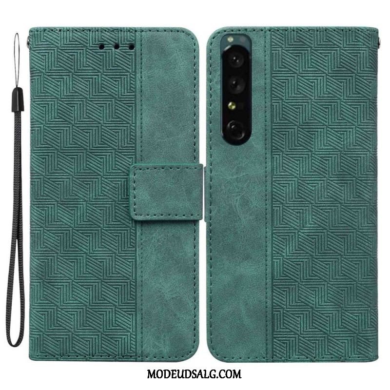 Flip Cover Sony Xperia 1 IV Med Snor Strappy Mønster