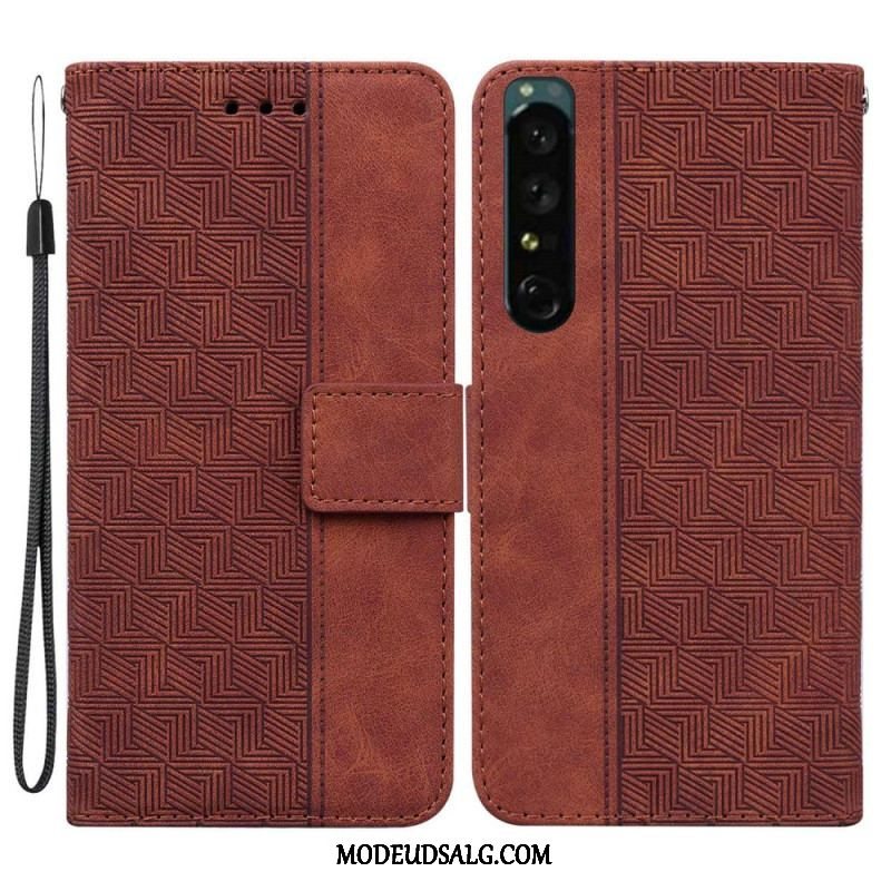 Flip Cover Sony Xperia 1 IV Med Snor Strappy Mønster