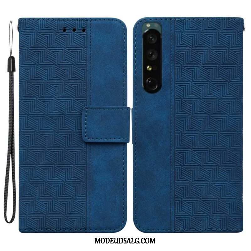 Flip Cover Sony Xperia 1 IV Med Snor Strappy Mønster