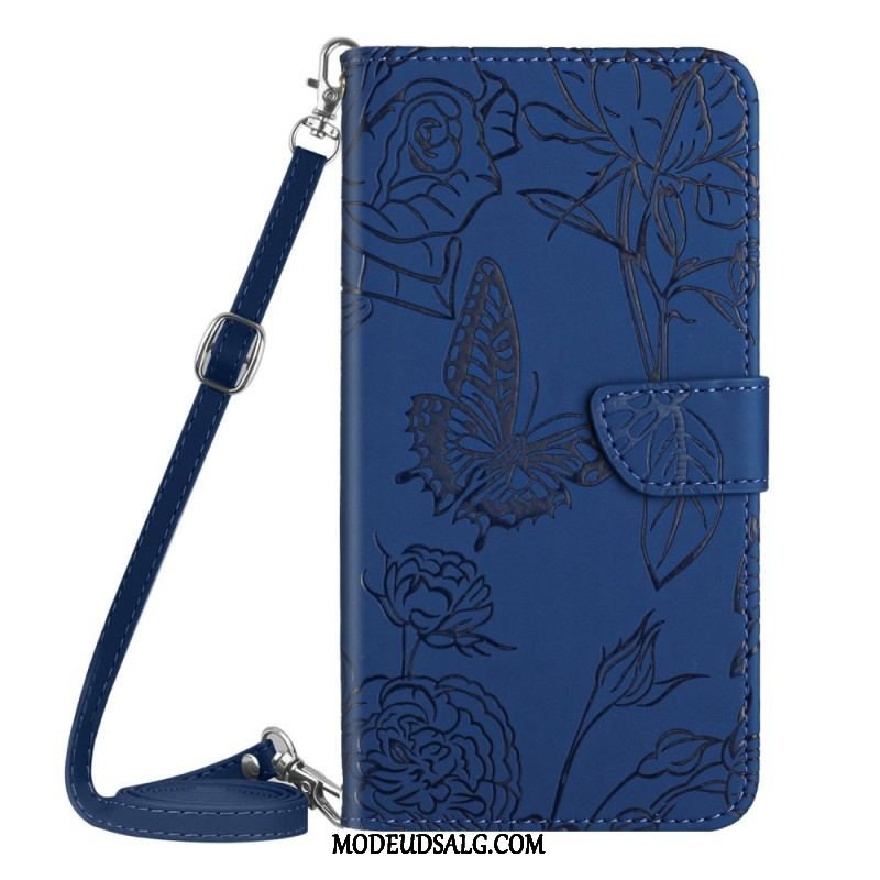 Flip Cover Sony Xperia 1 IV Sommerfugle Og Skulderrem