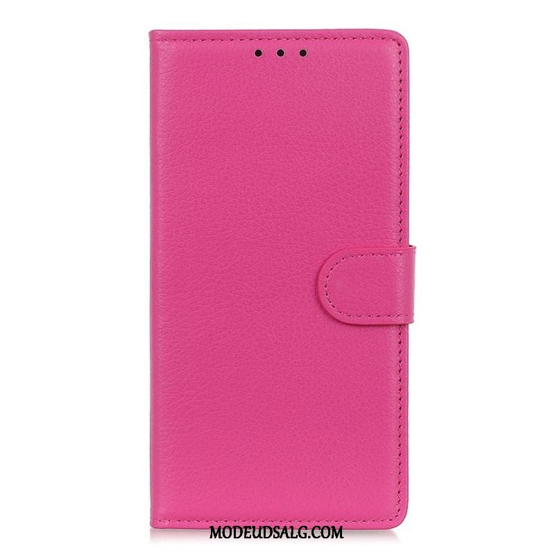 Flip Cover Sony Xperia 1 IV Traditionelt Litchi Imiteret Læder