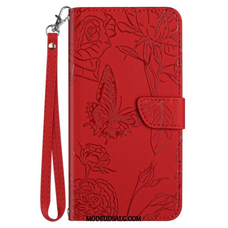 Flip Cover Sony Xperia 5 IV Sommerfugle Med Snor