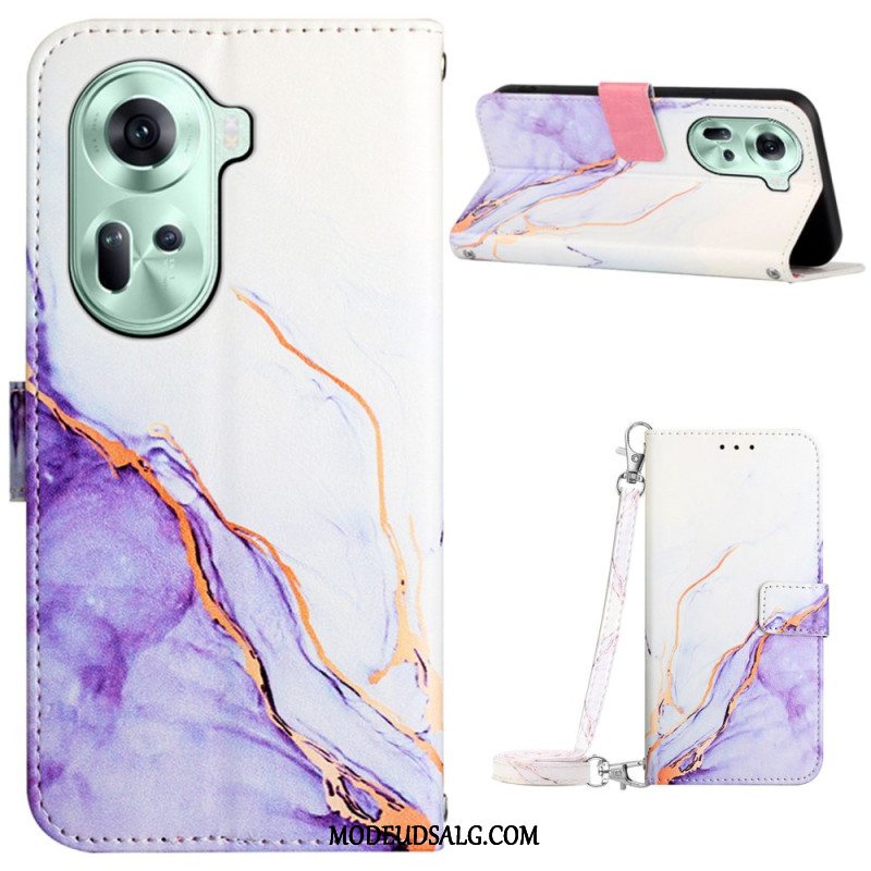 Flip Cover Til Oppo Reno 11 5g Marmor Skulderrem