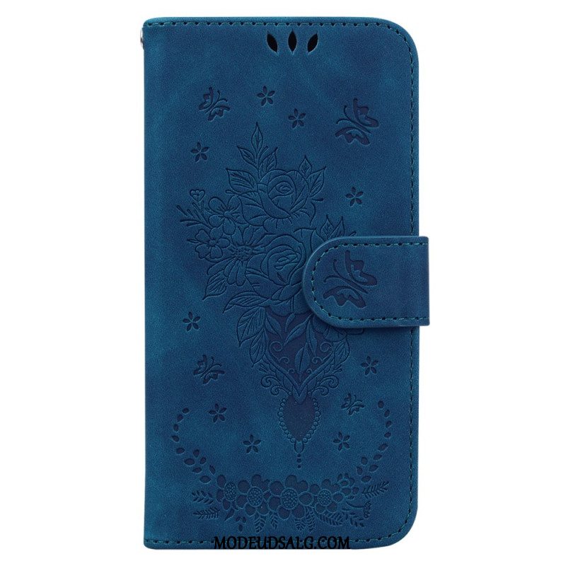 Flip Cover Til Oppo Reno 11 Pro 5g Blomstermønster Med Rem