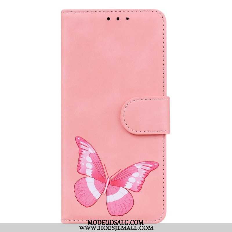 Flip Cover Til Samsung Galaxy S24 5g Sommerfugl Med Rem