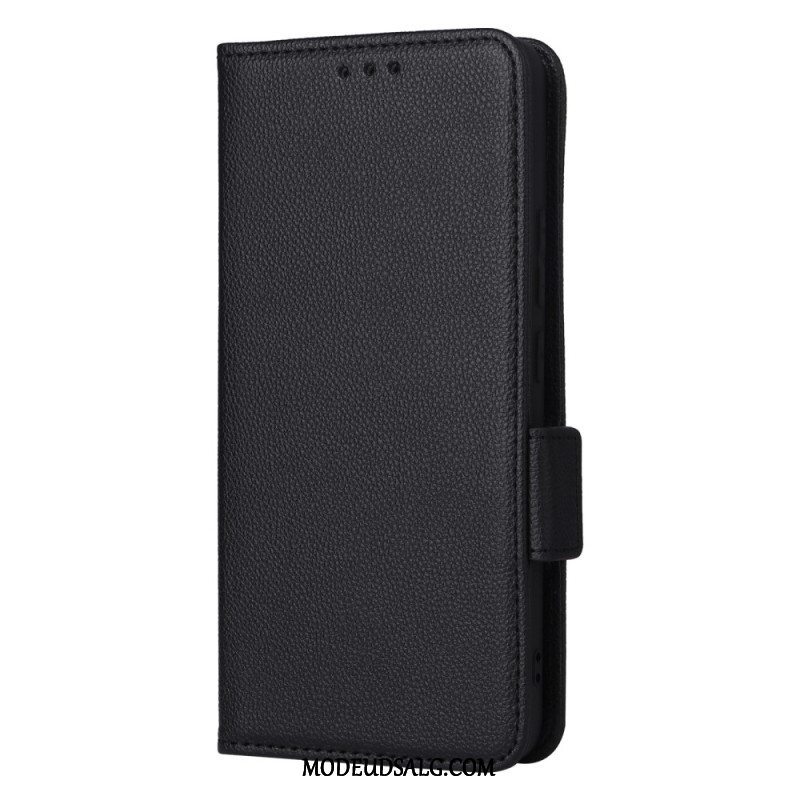 Flip Cover Til Xiaomi 14t Pro Litchi-tekstur Med Rem