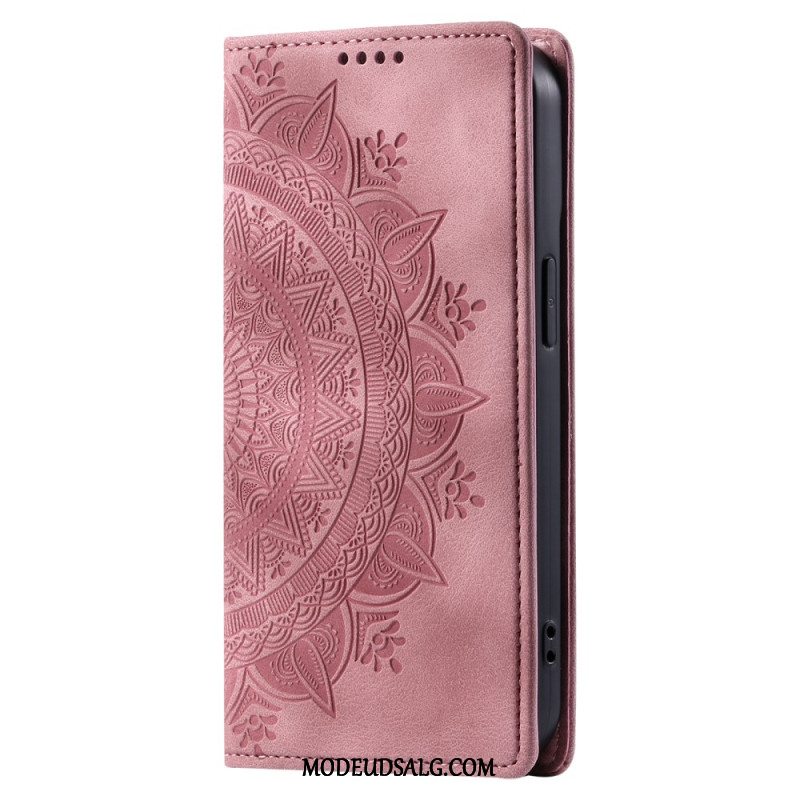 Flip Cover Til iPhone 16 Plus Mandala Ruskindseffekt