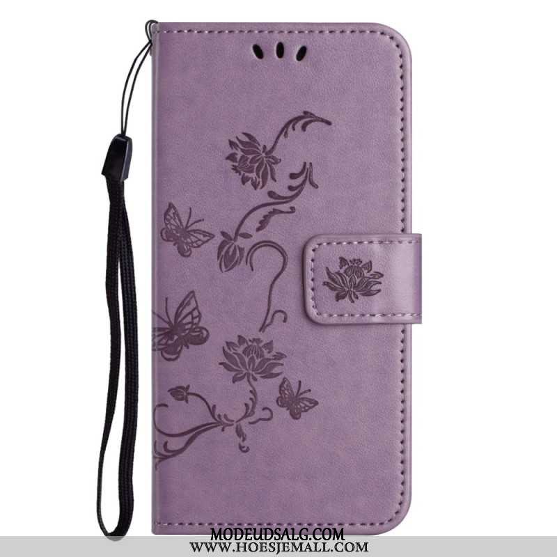 Flip Cover Til iPhone 16 Pro Max Sommerfugle Og Blomster