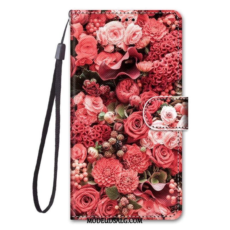 Flip Cover Xiaomi 12 / 12X Med Snor Strappy Floral