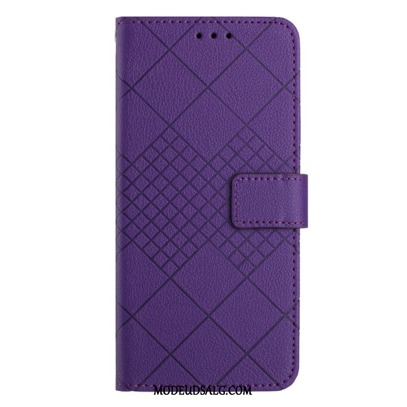 Flip Cover Xiaomi 14 Litchi Tekstur Diamanter Med Rem