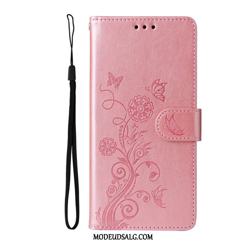 Flip Cover Xiaomi 14t Pro Sommerfugle Og Blomster Mønster