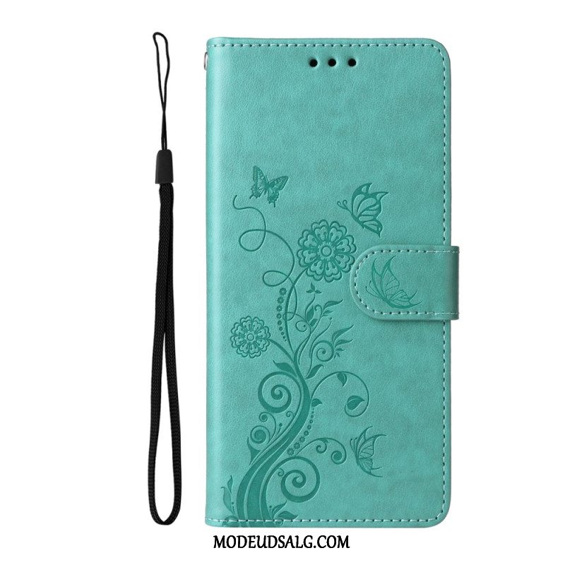 Flip Cover Xiaomi 14t Pro Sommerfugle Og Blomster Mønster