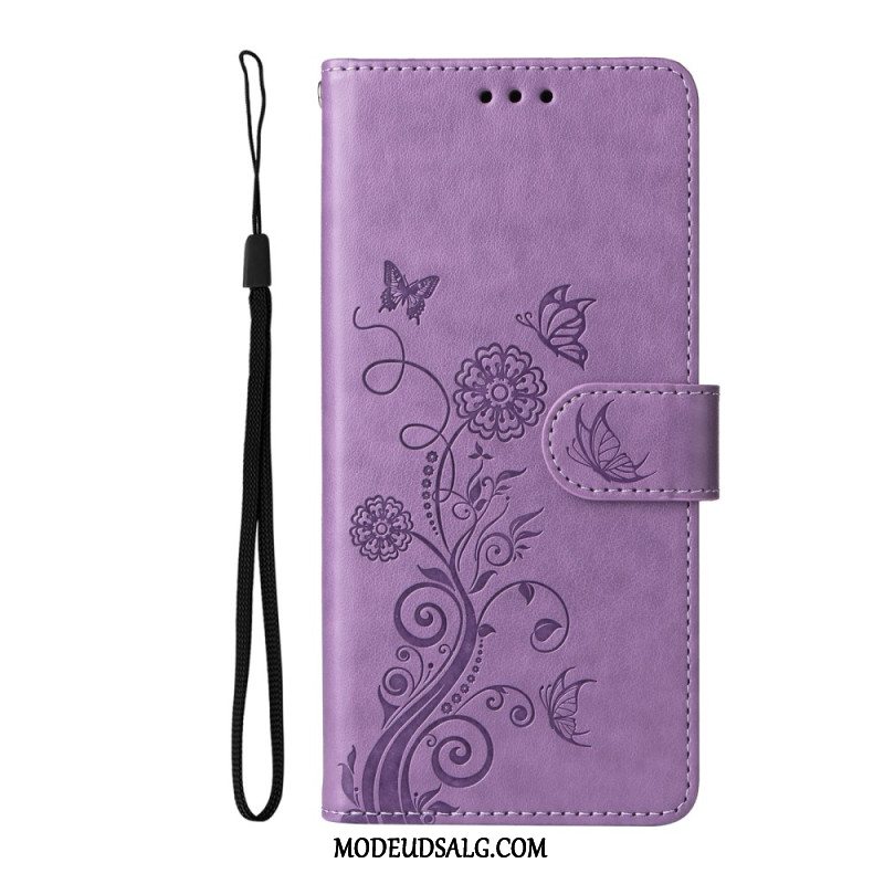 Flip Cover Xiaomi 14t Pro Sommerfugle Og Blomster Mønster