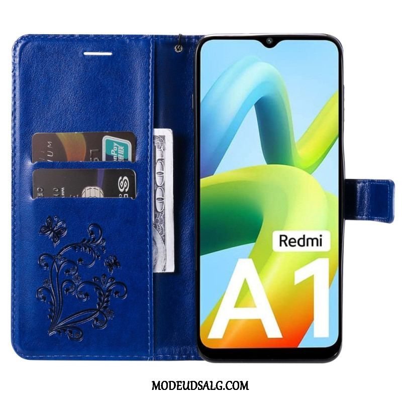 Flip Cover Xiaomi Redmi A1 Med Snor Kæmpe Sommerfugle Med Rem