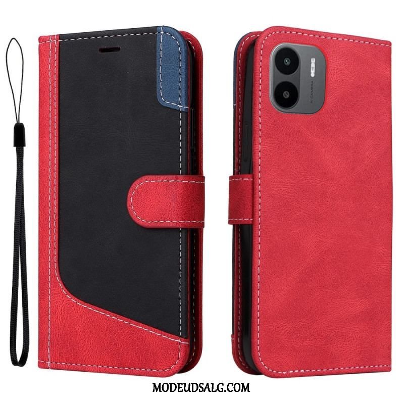 Flip Cover Xiaomi Redmi A1 Med Snor Trefarvet Rem