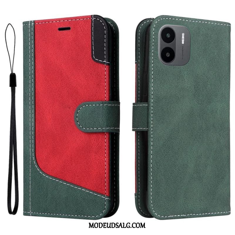 Flip Cover Xiaomi Redmi A1 Med Snor Trefarvet Rem