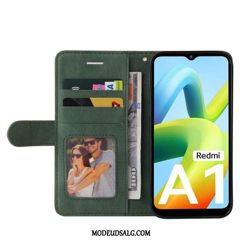 Flip Cover Xiaomi Redmi A1 Tofarvet Signatur Imiteret Læder