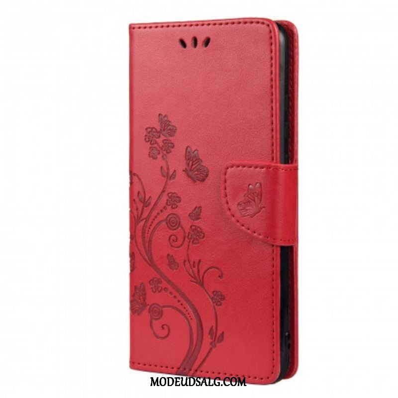 Flip Cover Xiaomi Redmi Note 10 / 10S Asiatiske Sommerfugle Og Blomster