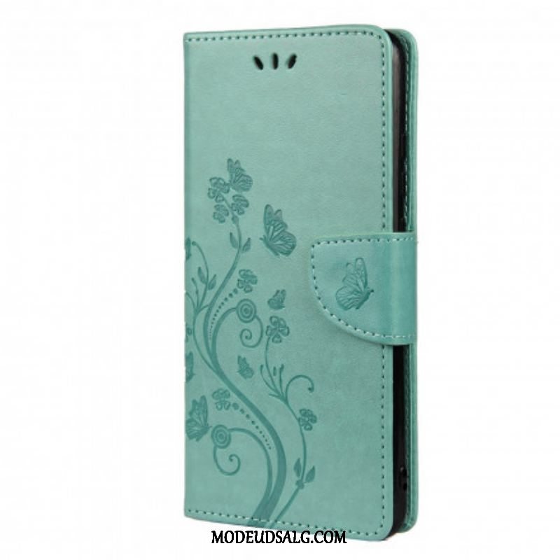 Flip Cover Xiaomi Redmi Note 10 / 10S Asiatiske Sommerfugle Og Blomster