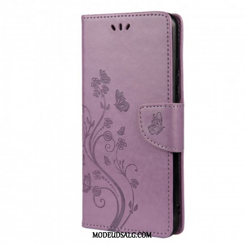 Flip Cover Xiaomi Redmi Note 10 / 10S Asiatiske Sommerfugle Og Blomster