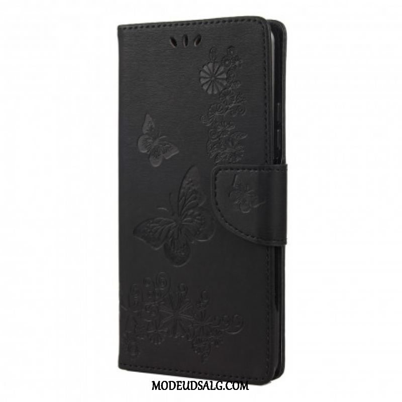 Flip Cover Xiaomi Redmi Note 10 / 10S Kun Sommerfugle Med Snor