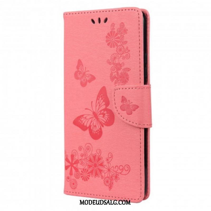 Flip Cover Xiaomi Redmi Note 10 / 10S Kun Sommerfugle Med Snor