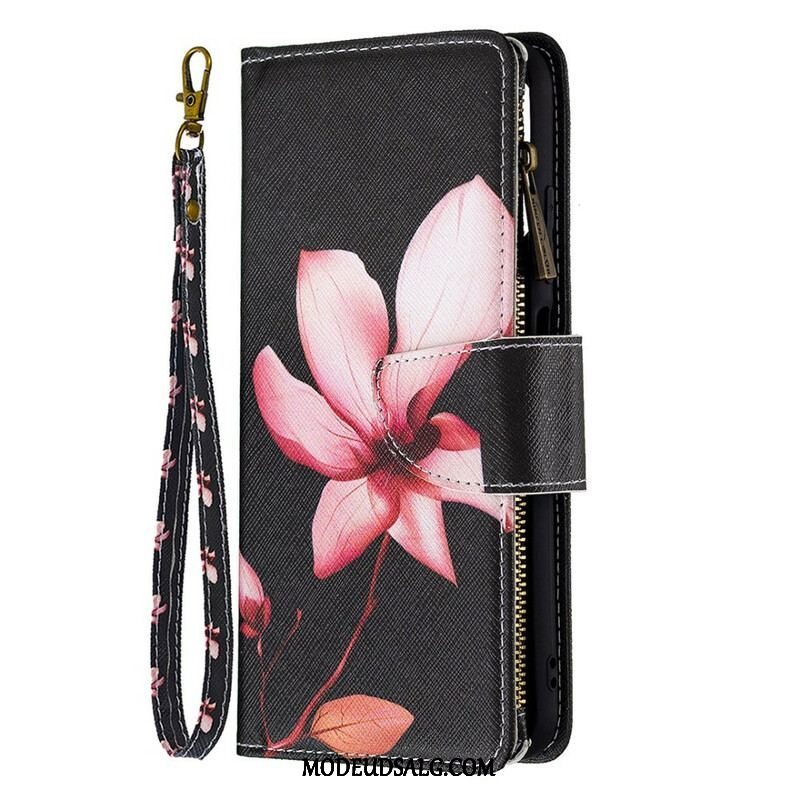 Flip Cover Xiaomi Redmi Note 10 5G Blomsterlomme Med Lynlås