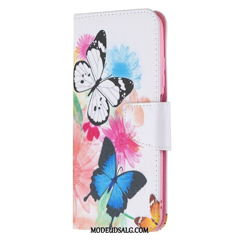 Flip Cover Xiaomi Redmi Note 10 5G Sommerfugle Og Blomster