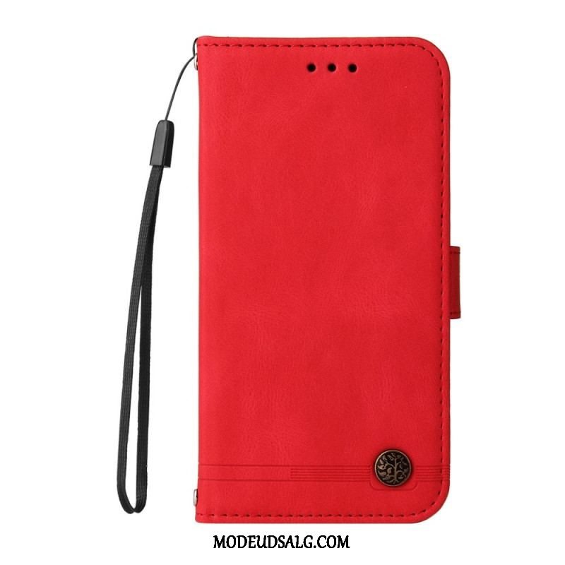 Flip Cover Xiaomi Redmi Note 10 Pro Imiteret Læder Nitte Og Rem