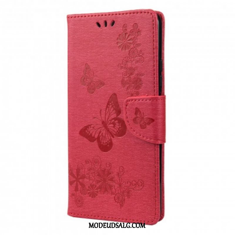 Flip Cover Xiaomi Redmi Note 10 Pro Kun Sommerfugle Med Snor