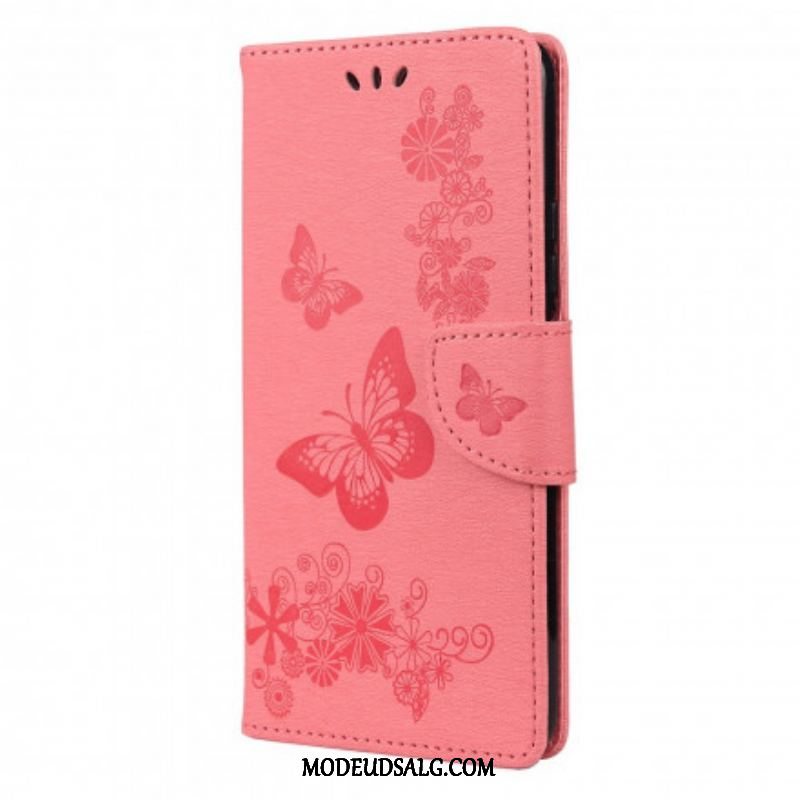 Flip Cover Xiaomi Redmi Note 10 Pro Kun Sommerfugle Med Snor