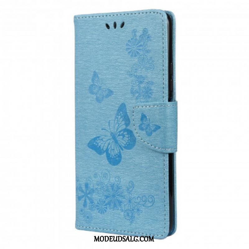 Flip Cover Xiaomi Redmi Note 10 Pro Kun Sommerfugle Med Snor