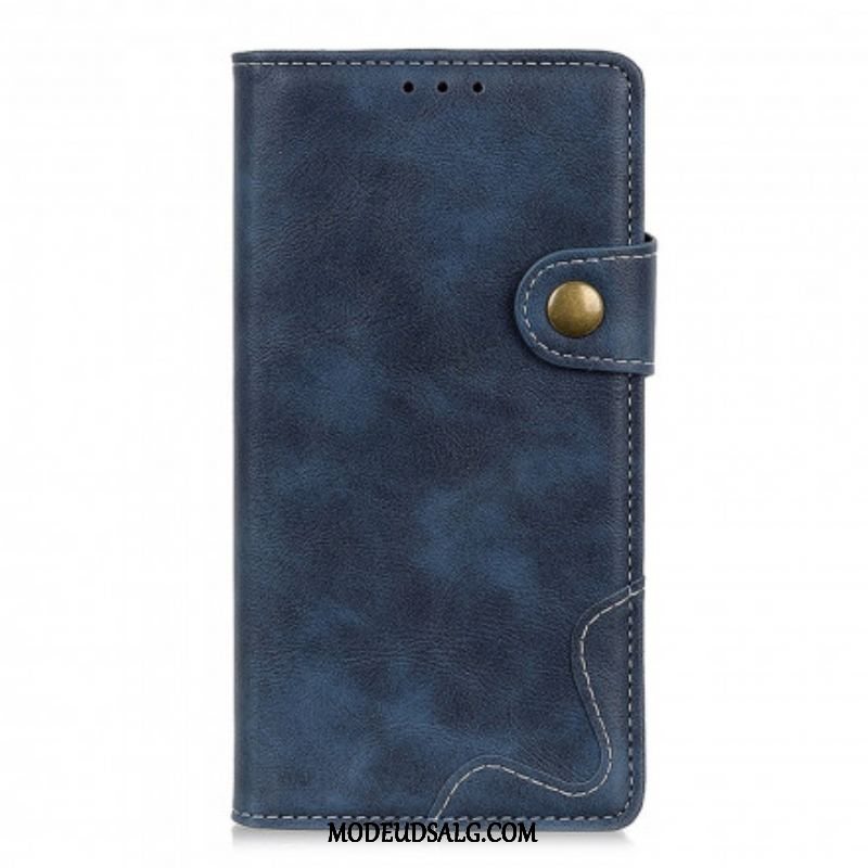 Flip Cover Xiaomi Redmi Note 10 Pro Kunstnerisk Syningsknap