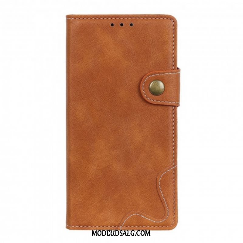 Flip Cover Xiaomi Redmi Note 10 Pro Kunstnerisk Syningsknap