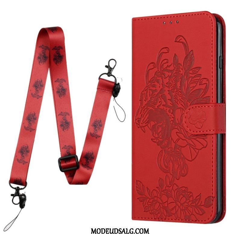 Flip Cover Xiaomi Redmi Note 10 Pro Med Snor Barok Strappy Tiger