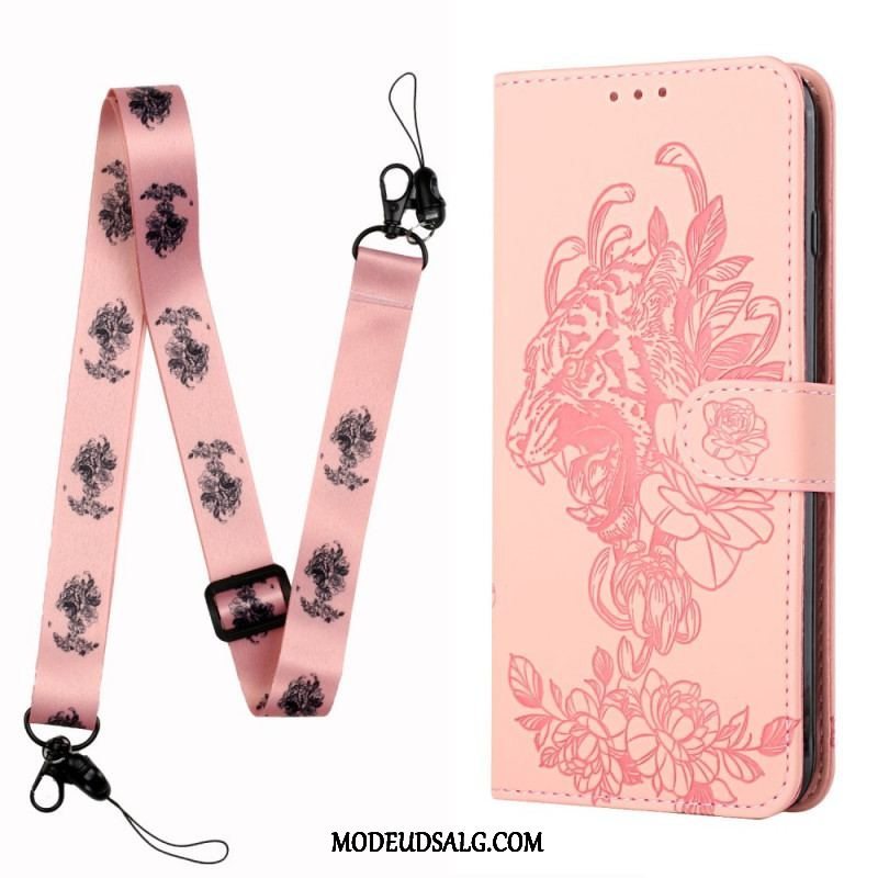 Flip Cover Xiaomi Redmi Note 10 Pro Med Snor Barok Strappy Tiger